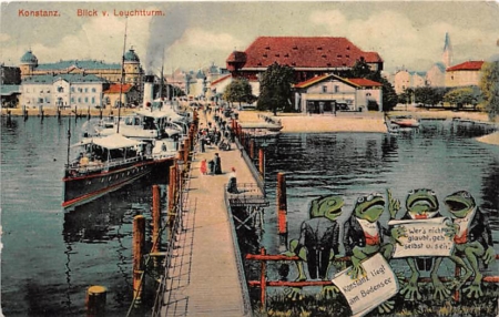 Konstanz, Blick vom Leuchtturm, Frösche, Dampfer