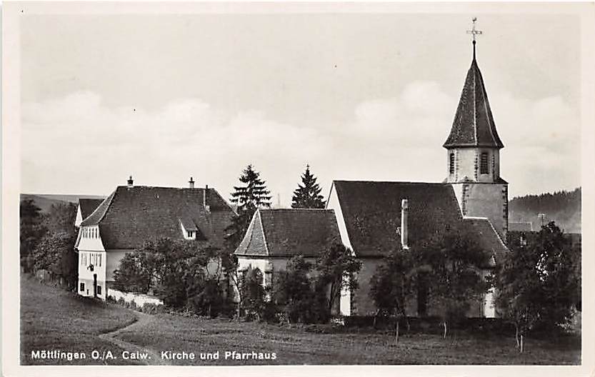 Möttlingen, Calw, Kirche und Pfarrhaus