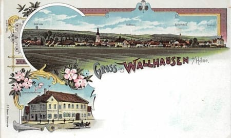 Wallhausen, Zuckerfabrik, Rathaus, Litho