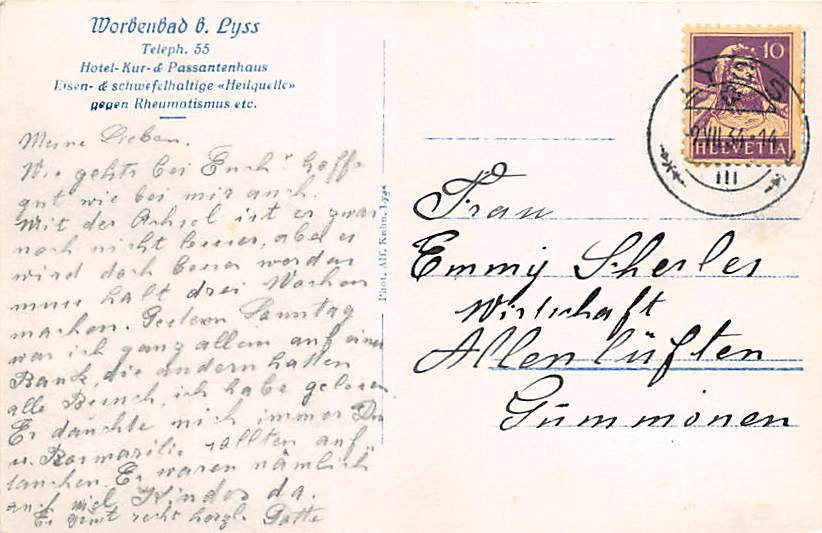 Worbenbad bei Lyss, Hotel- Kur- und Passantenhaus