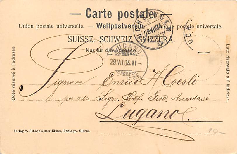 Glarus, Bahnhof Glarus vom Volksgarten aus