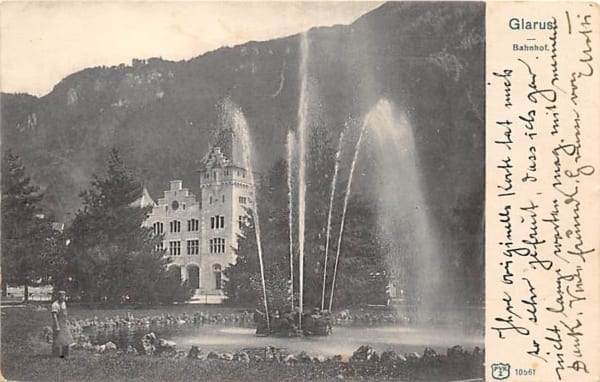 Glarus, Bahnhof Glarus vom Volksgarten aus