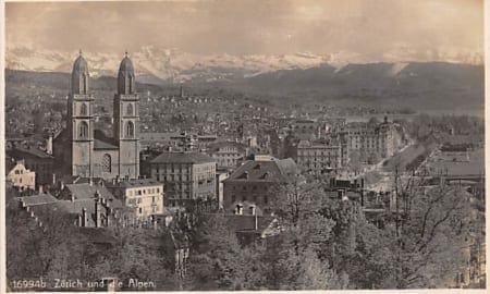 Zürich, und die Alpen
