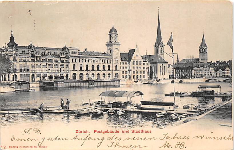 Zürich, Postgebäude und Stadthaus