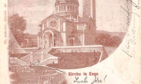 Zürich, Kirche in Enge, Gruss aus Zürich