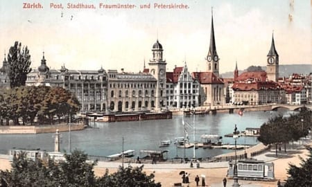 Zürich, Post, Stadthaus, Fraumünster und Peterskirche