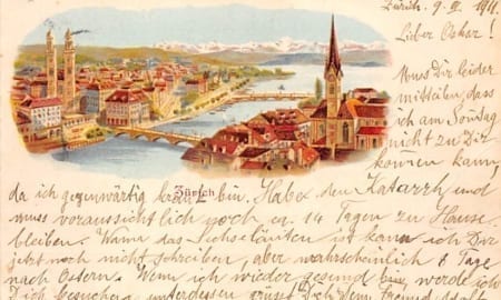 Zürich, und die Alpen, Litho
