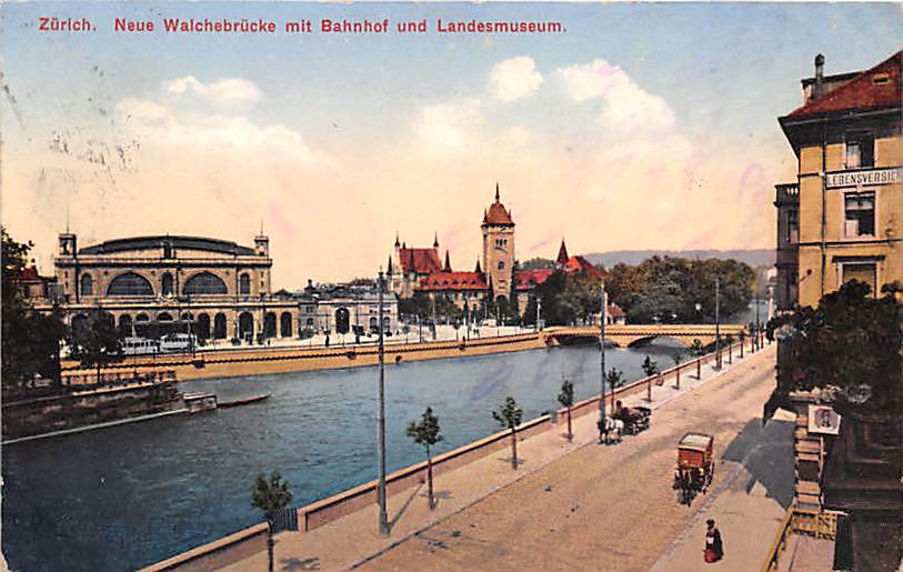 Zürich, neue Walchebrück, Bahnhof, Landesmuseum