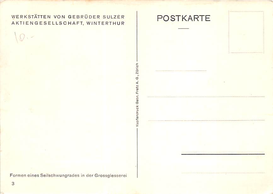 Winterthur, Gebrüder Sulzer, Formen eines Seilschwungrades