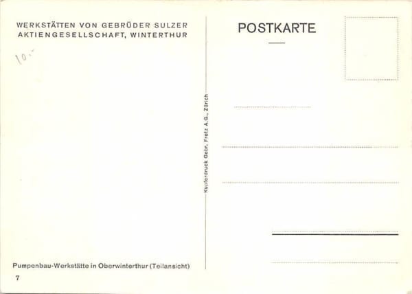 Winterthur, Gebrüder Sulzer, Pumpenbau