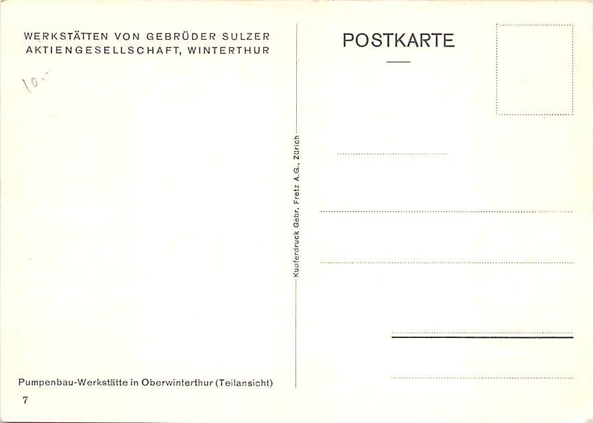 Winterthur, Gebrüder Sulzer, Pumpenbau