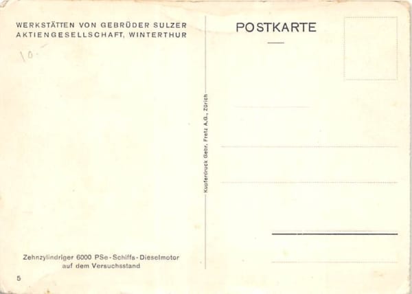 Winterthur, Gebrüder Sulzer, Zehnzylindriger Schiffs- Dieselmoto