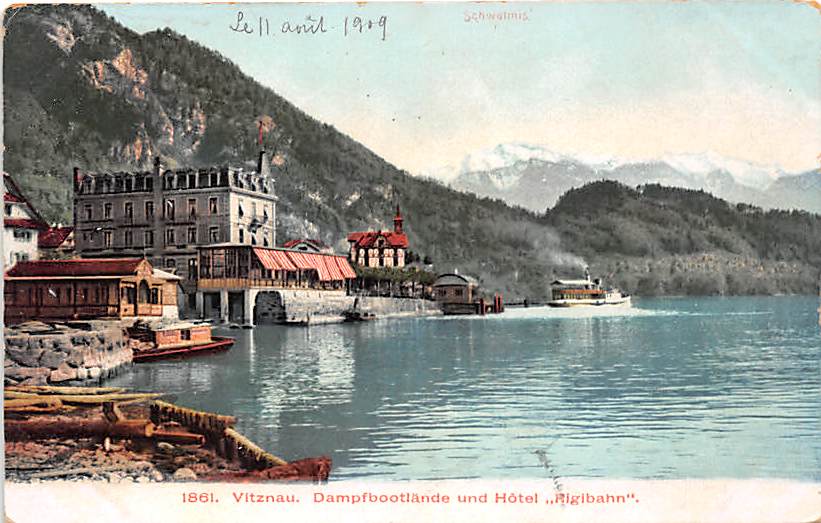Vitznau, Dampfbootlände und Hotel Rigibahn