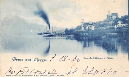 Weggis, Dampfschifflände und Pilatus