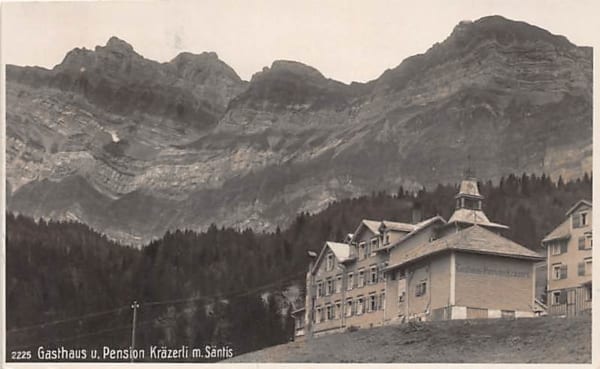 Urnäsch, Gasthaus und Pension Kräzerli mit Säntis