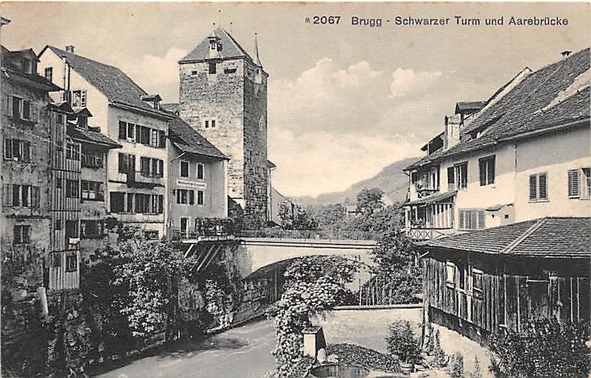 Brugg, Schwarzer Turm und Aarebrücke