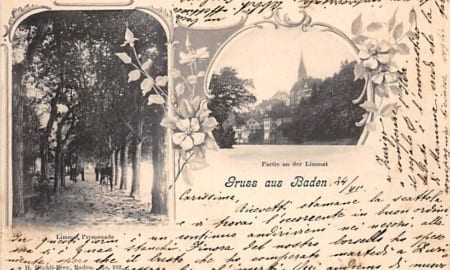 Baden, Limmat Promenade, Gruss aus Baden