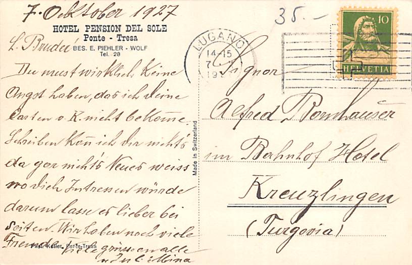 Ponte Tresa, Hotel Pension del Sole