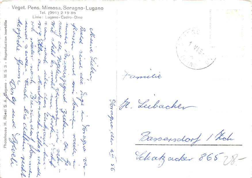 Lugano, Soragno, Veget. Pension Mimosa