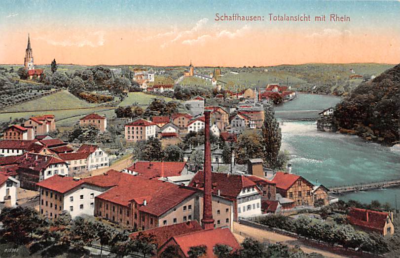Schaffhausen, Totalansicht mit Rhein