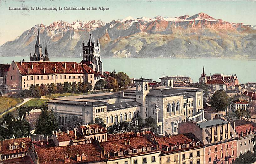 Lausanne, L'Université, la Cathédrale et les Alpes
