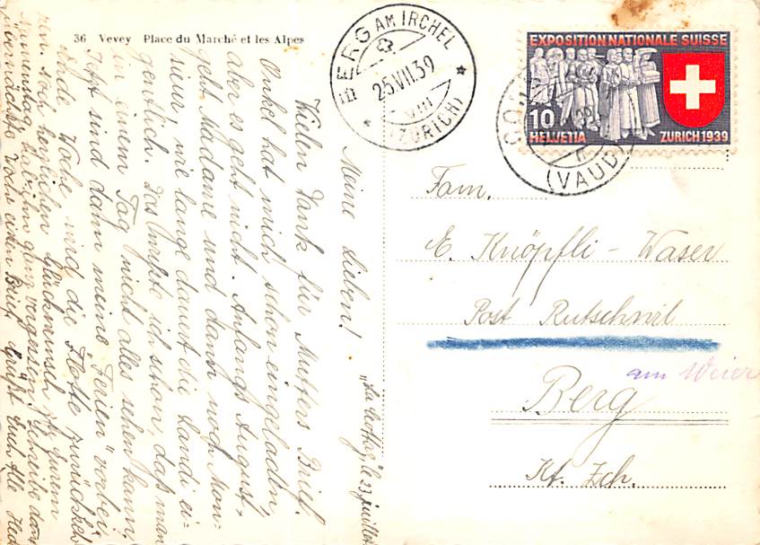 Vevey, Place du Marché et les Alpes