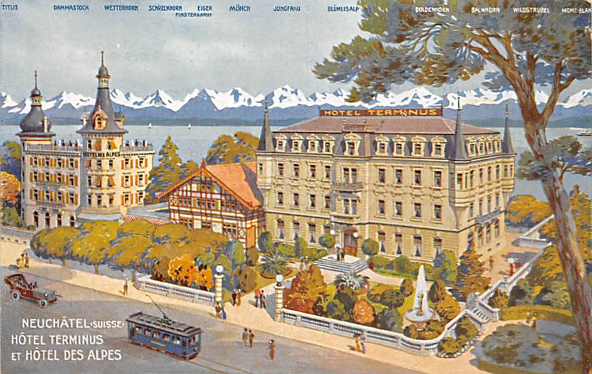 Neuenburg, Neuchâtel, Hotel Terminus et Hotel des Alpes