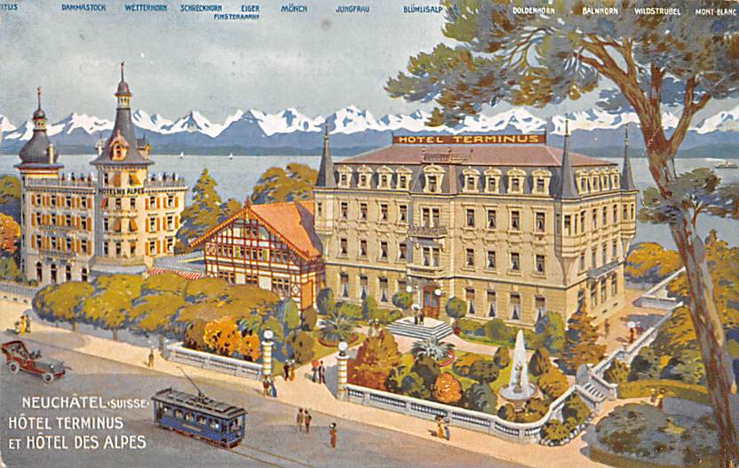 Neuenburg, Neuchâtel, Hotel Terminus et Hotel des Alpes