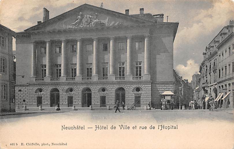 Neuenburg, Neuchâtel, Hotel de Ville et rue de l'Hopital