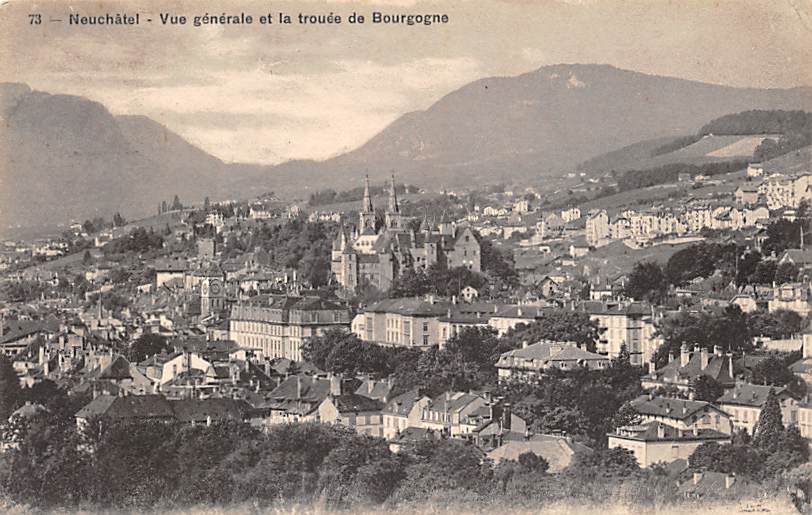 Neuenburg, Neuchâtel, Vue générale et la trouée de Bourgogne
