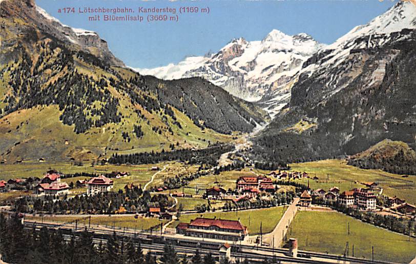 Kandersteg, mit Blüemlisalp, Lötschbergbahn