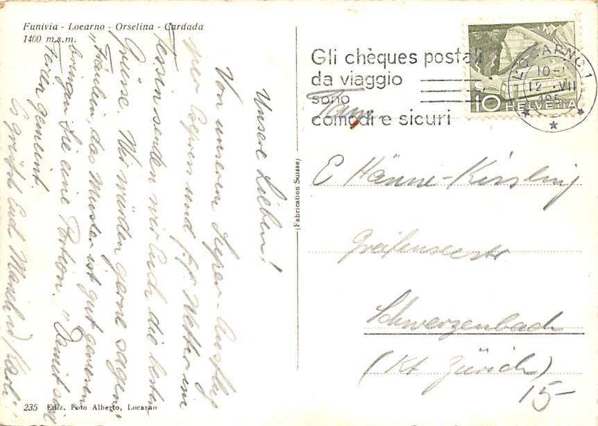 Locarno-Orselina-Cardada, Funiivia