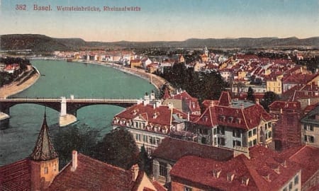 Basel, Wettsteinbrücke, Rheinaufwärts