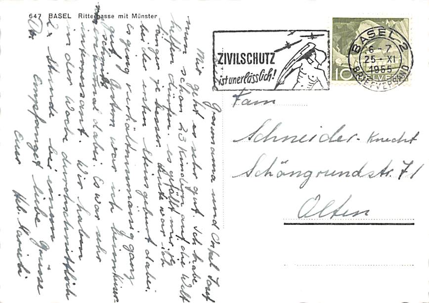 Basel, Rittergasse mit Münster