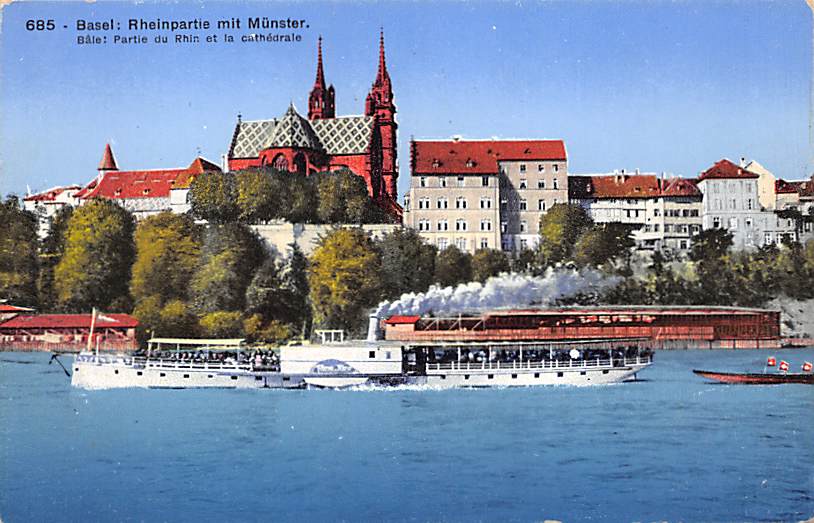 Basel, Rheinpartie mit Münster