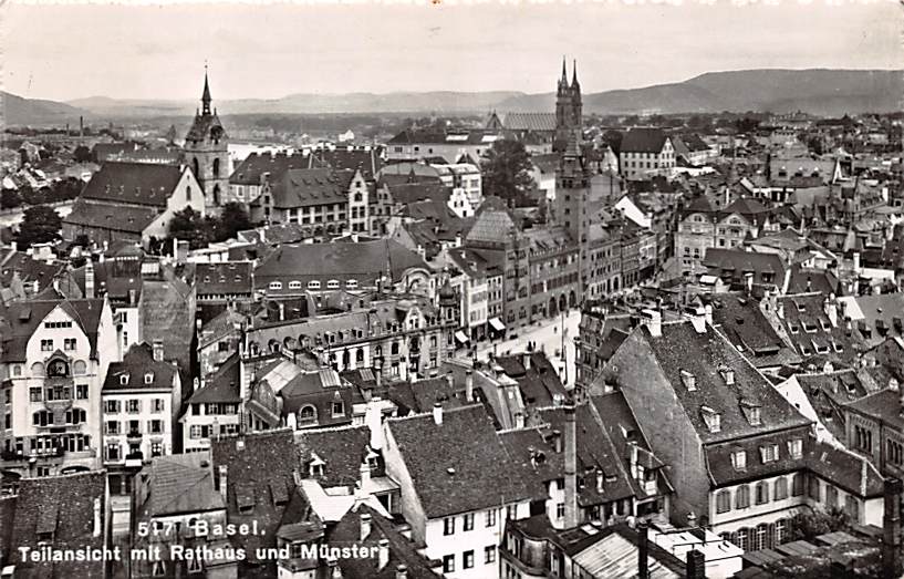 Basel, Teilansicht mit Rathaus und Münster