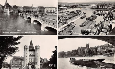 Basel, Mittlere Rheinbrücke und Martinskirche