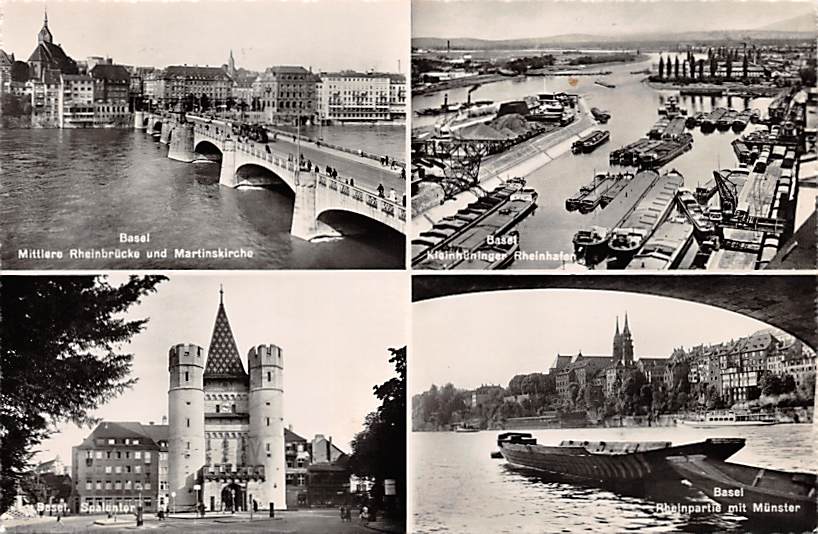 Basel, Mittlere Rheinbrücke und Martinskirche