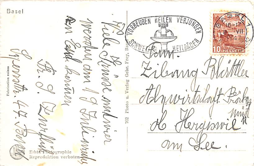 Basel, Mittlere Rheinbrücke und Martinskirche