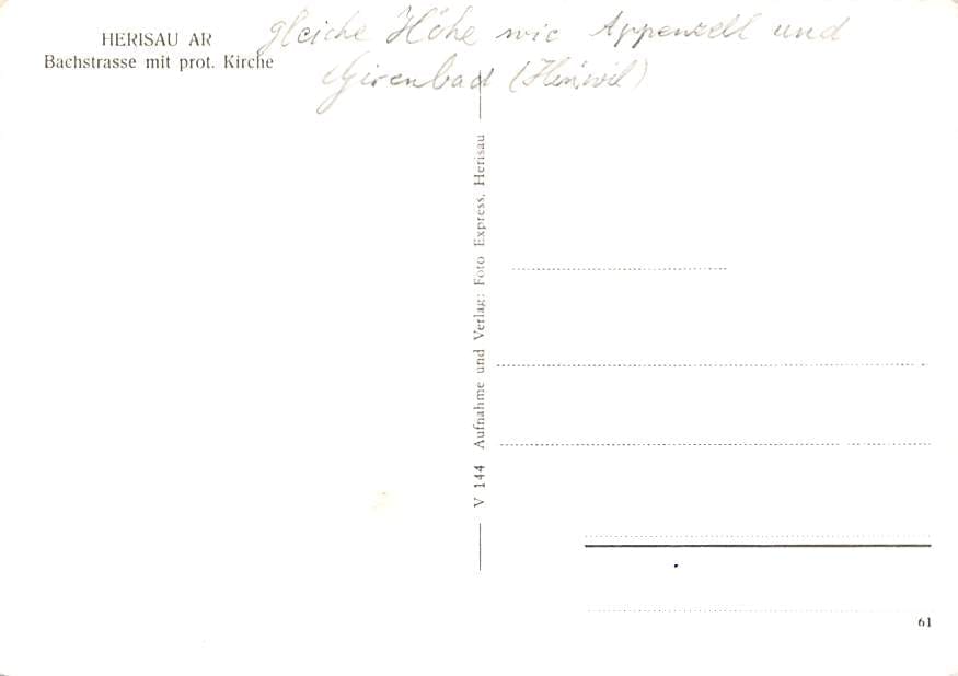 Herisau, Bachstrasse mit prot. Kirche