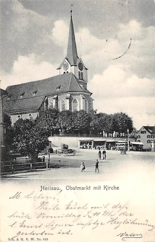 Herisau, Obstmarkt mit Kirche