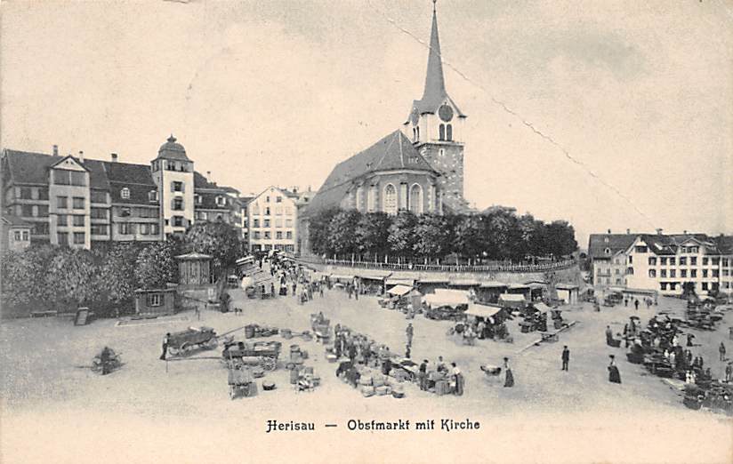 Herisau, Obstmarkt mit Kirche