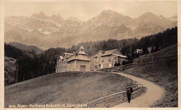Urnäsch, Alpen-Kurhaus Kräzerli m. Säntiskette