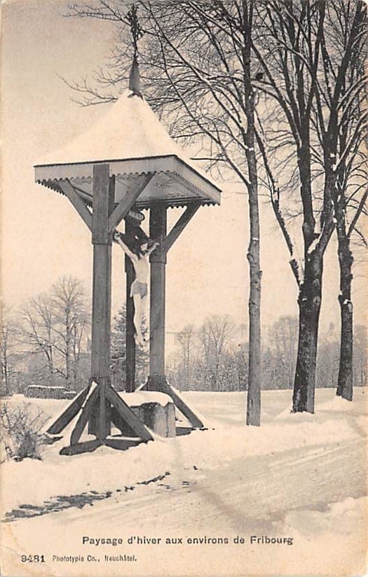 Freiburg, Paysage d'hiver aux environs de Fribourg