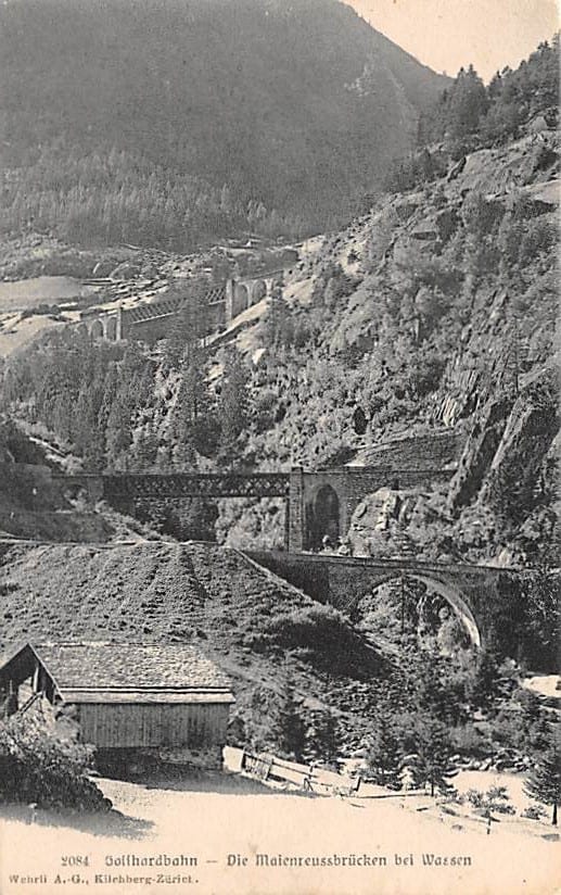 Wassen, Gotthardbahn, Die Mayenreussbrücken