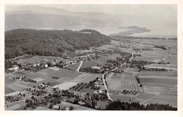 Tschugg mit Bielersee, Fliegeraufnahme