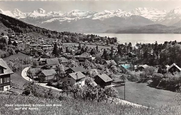 Hünibach, b/Thun, mit Blick auf die Alpen