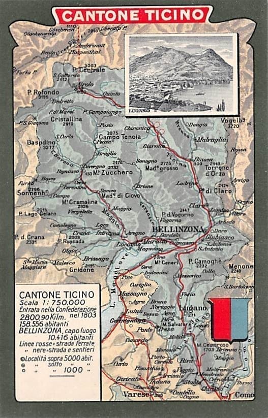 Tessin, Ticino, Panoramakarte