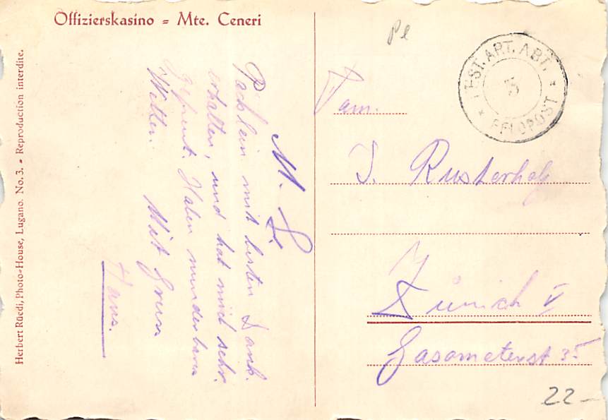 Mte. Ceneri, Offizierskasino