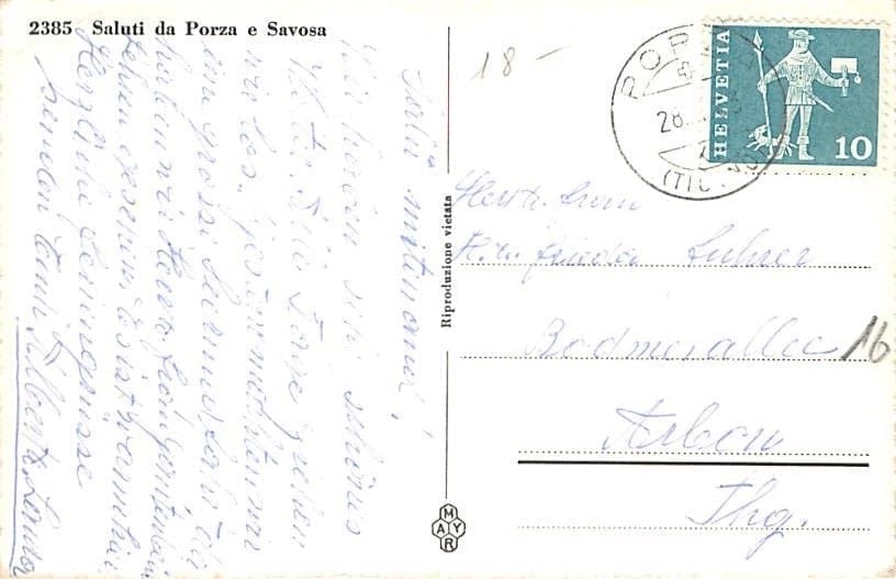Porza, Savosa, Saluti da Porza e Savosa